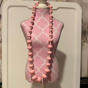 Chic Pink Beaded Necklace with Silver Accents